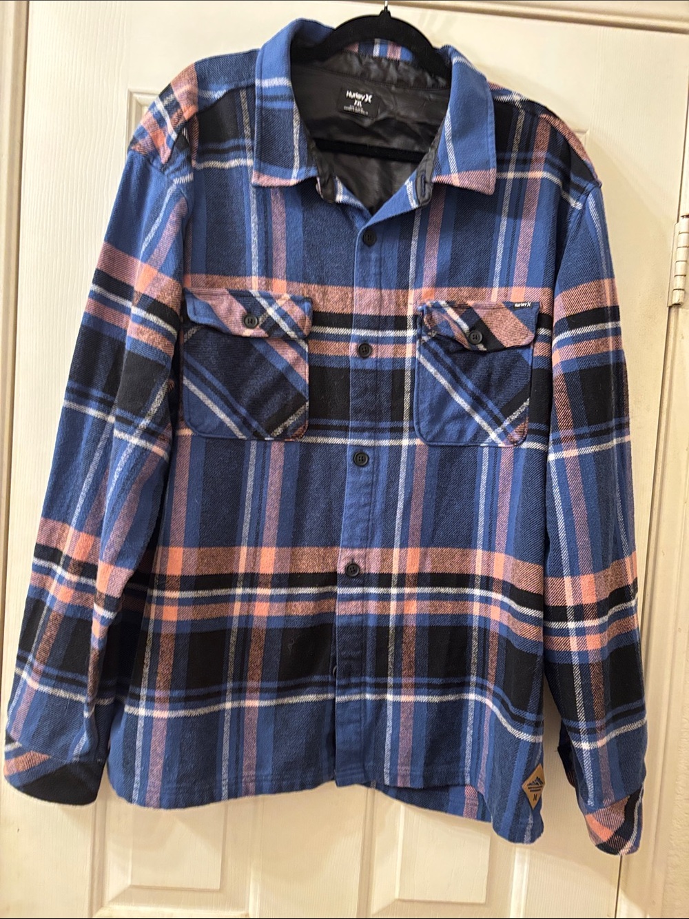 Hurley Blue & Pink Plaid Men's Button-Up Jacket XXL NWOT